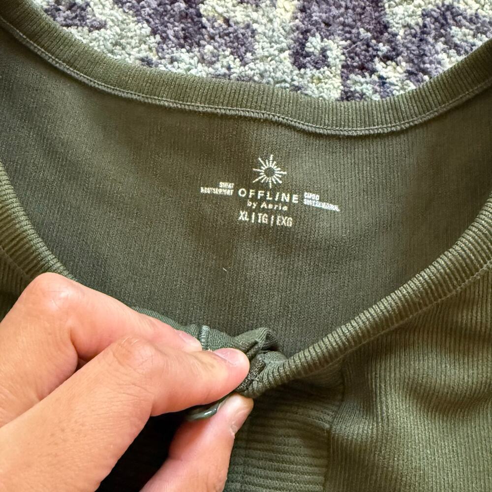 Offline by Aerie | XXL Crew Green Seamless Zip Front Sports Bra Activewear - Picture 5 of 7